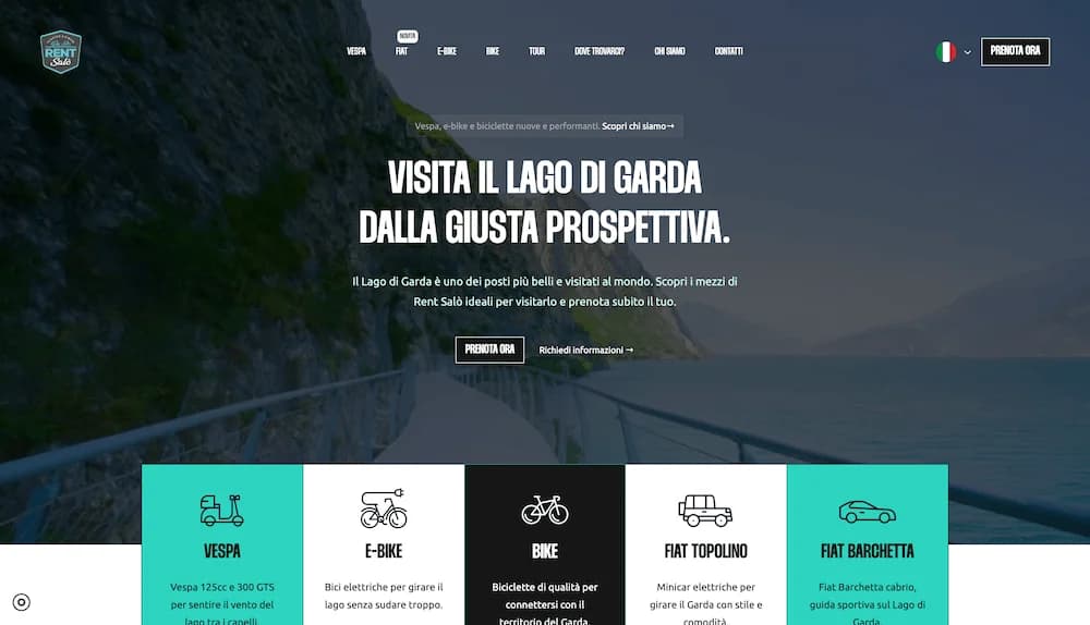 Sito web noleggio vespe e-bike RentSalò Lago di Garda